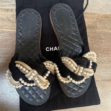 chanel rope slides|chanel heeled sandals.